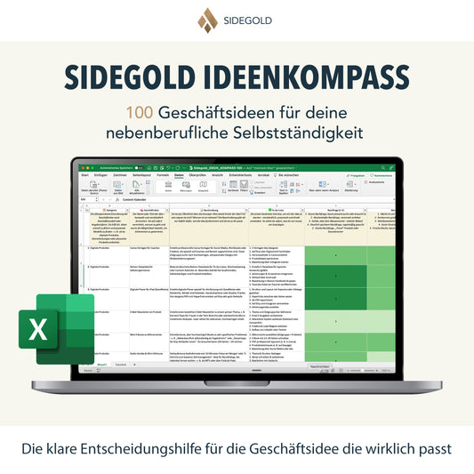 Sidegold Ideenkompass: 100 Geschäftsideen für deine nebenberufliche Selbstständigkeit